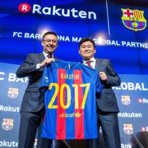 バルセロナのユニフォームに楽天