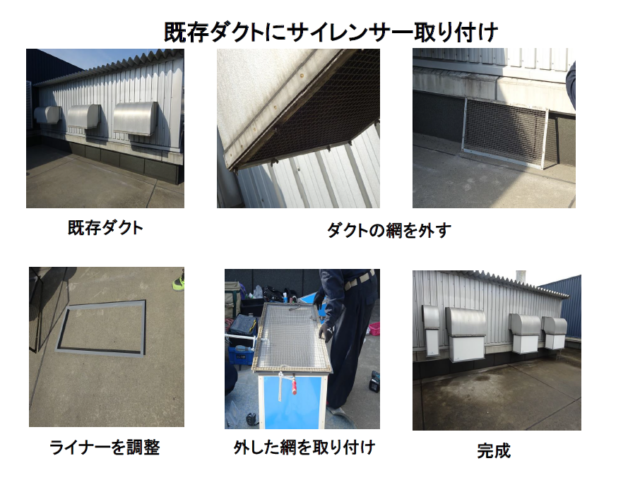 工場排気音をサイレンサー施工にて対策＠神奈川県