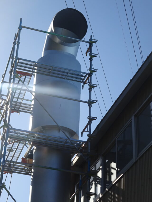 製陶工場の煙突の騒音対策＠岐阜県～事前のヒアリング・確認・工事準備が重要
