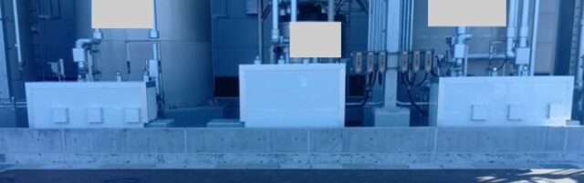 屋外ポンプ9台の騒音対策＠富山県～「一人静タイプL」仕様の4面体防音カバー（背面開口）で約15㏈低減に成功